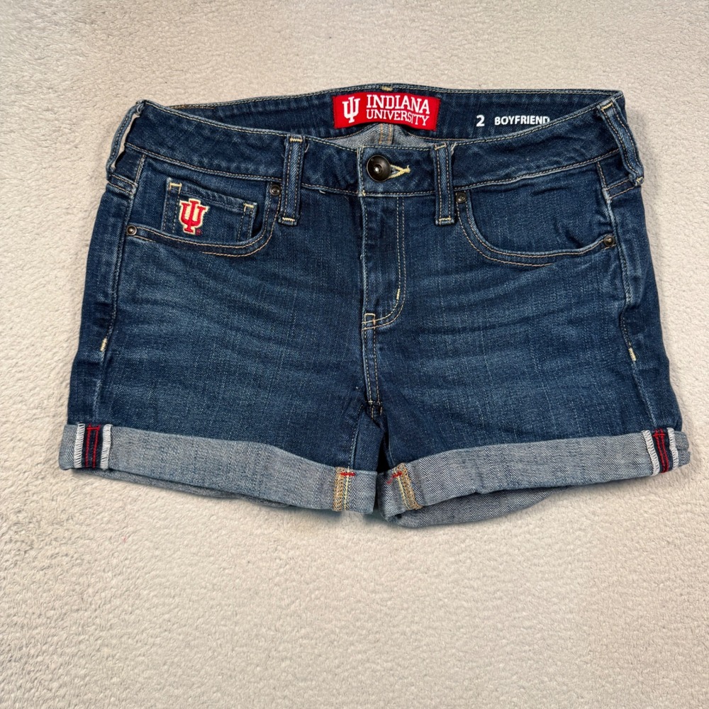 Indiana University Denim‎ Shorts Womens 2 Blue Boyfriend IU Logo Collegiate